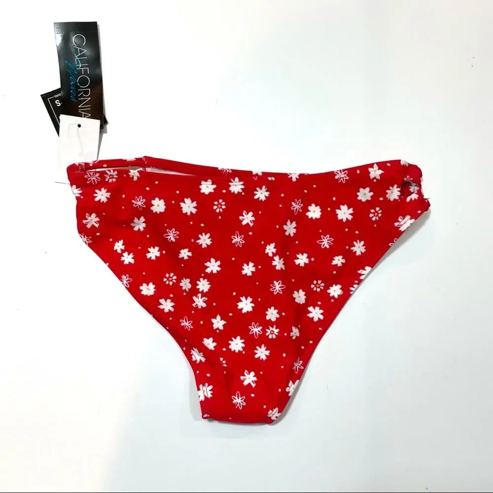 California Waves red strappy bikini swim bottom